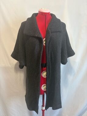 Joe Fresh Charcoal Short-Sleeve Open-Front Knit Cardigan